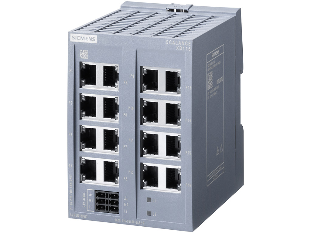 Switch công nghiệp 16 cổng RJ45 10/100 Mbit/s SCALANCE XB116 Unmanaged & Layer 2 6GK5116-0BA00-2AB2