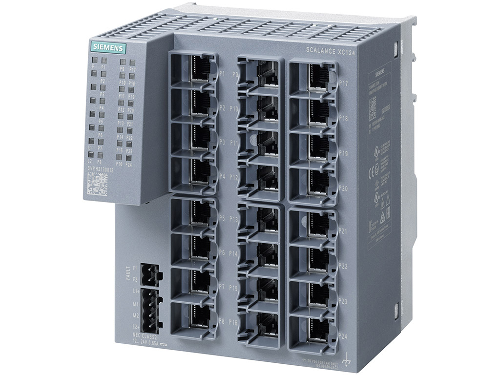 Switch công nghiệp 24 cổng RJ45 10/100 Mbit/s SCALANCE XC124 Unmanaged & Layer 2 6GK5124-0BA00-2AC2