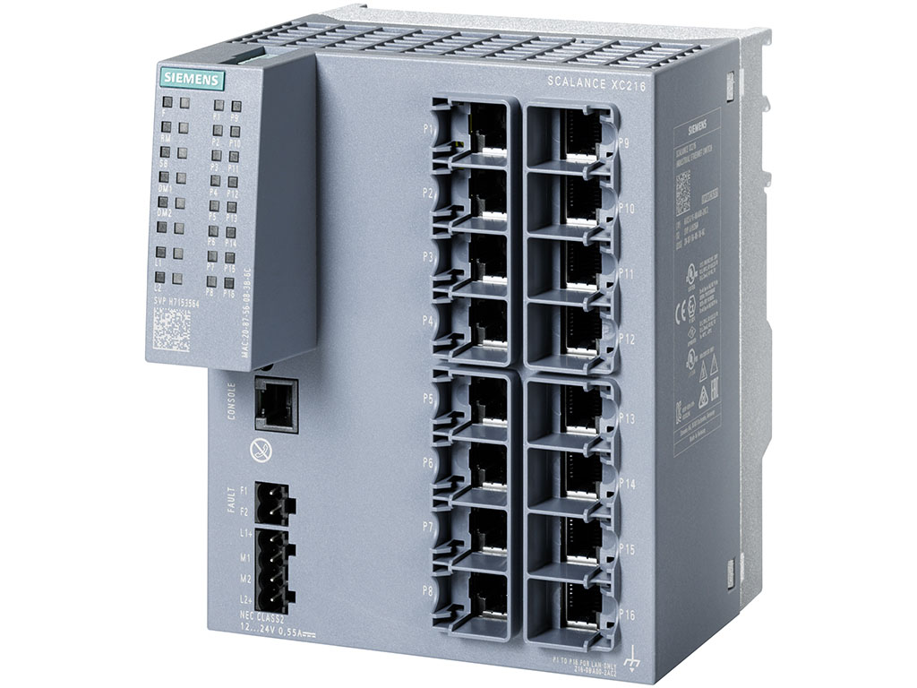 Switch công nghiệp 16 cổng RJ45 10/100 Mbps + 1 cổng quản lý SCALANCE XC216 Managed & Layer 2 6GK5216-0BA00-2AC2