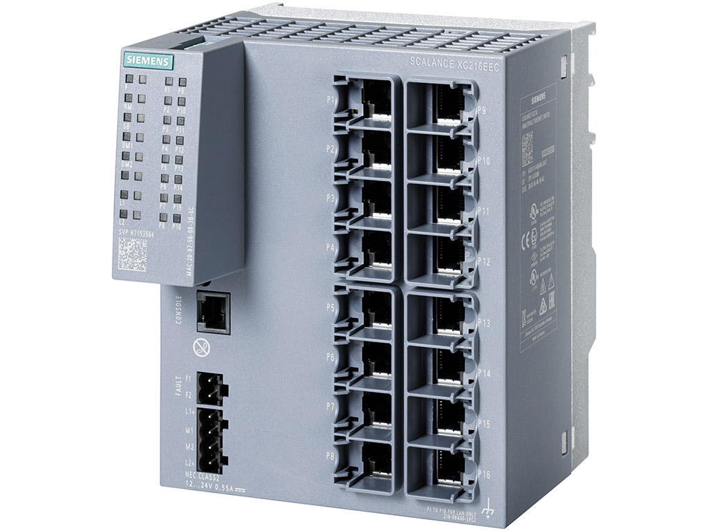 Switch công nghiệp 16 port RJ45 10/100 Mbps + 1 port quản lý SCALANCE XC216EEC Managed & Layer 2 6GK5216-0BA00-2FC2