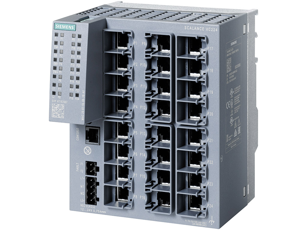 Switch công nghiệp 24 cổng RJ45 10/100 Mbps + 1 cổng quản lý SCALANCE XC224 Managed & Layer 2 6GK5224-0BA00-2AC2
