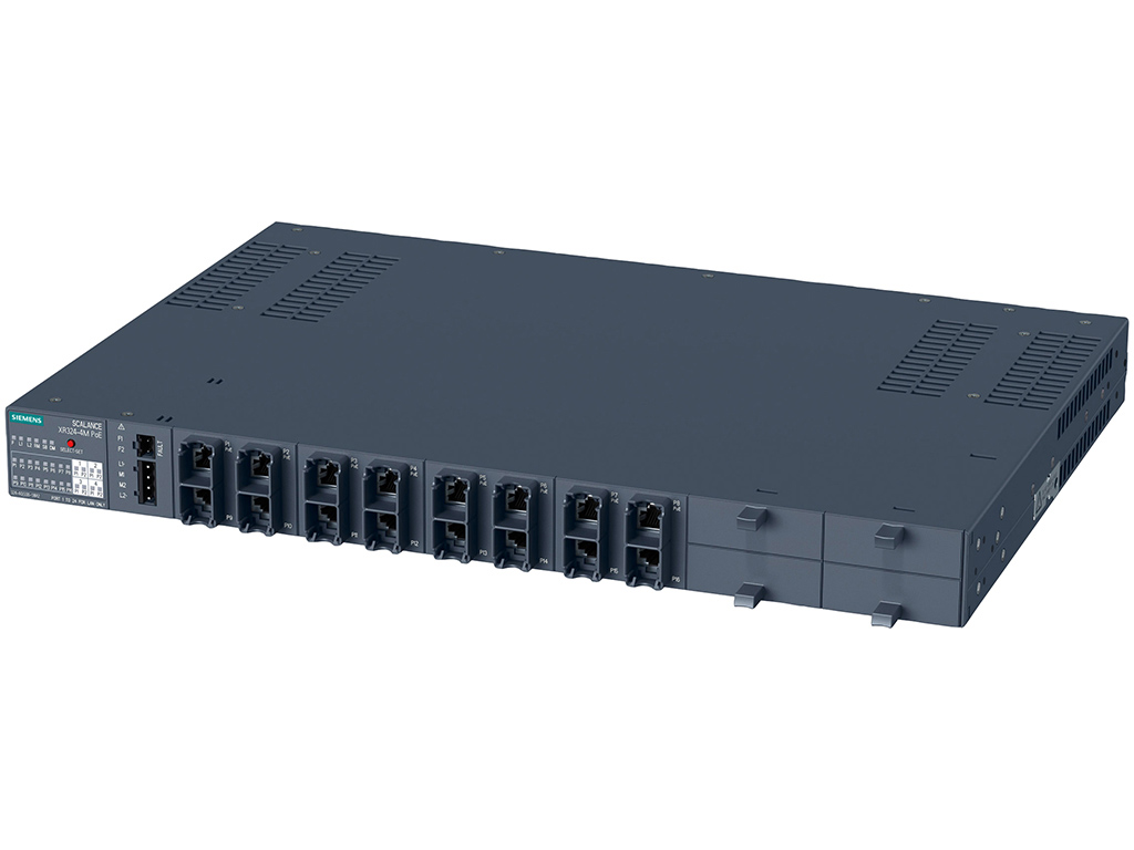 Switch công nghiệp 8 cổng PoE RJ45 10/100/1000 Mbit/s + 8 cổng RJ45 10/100/1000 Mbit/s + 4 cổng 10/100/1000 Mbit/s (cổng mô-đun/điện/quang) SCALANCE XR324-4M PoE Managed & Layer 2 6GK5324-4QG10-3AR2