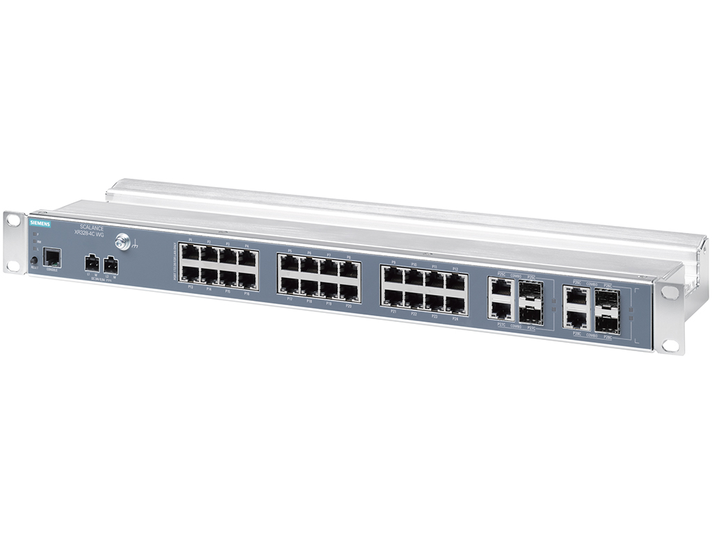 Switch công nghiệp 24 cổng RJ45 10/100 Mbps + 4 cổng 1000 Mbps (cổng điện/quang) SCALANCE XR328-4C WG Managed & Layer 2 6GK5328-4FS00-2AR3
