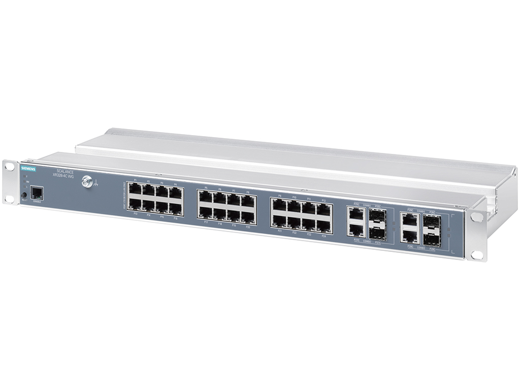 Switch công nghiệp 24 cổng RJ45 10/100 Mbps + 4 cổng 1000 Mbps (cổng điện/quang) SCALANCE XR328-4C WG Managed & Layer 2 6GK5328-4FS00-3AR3